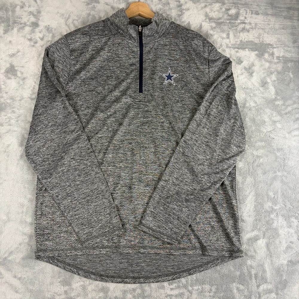 Dallas Cowboys Authentic 1/4 Zip Mens XL NFL Football Pullover Blue Gray